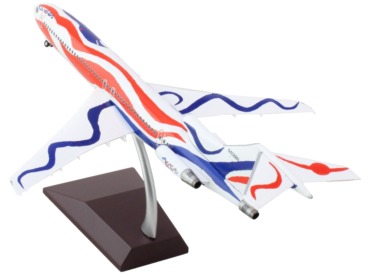Boeing 727-200 Commercial Aircraft "Braniff International Airways - Calder Bicentennial Livery" White with Red and Blue Stripes "Gemini 200" Series 1/200 Diecast Model Airplane