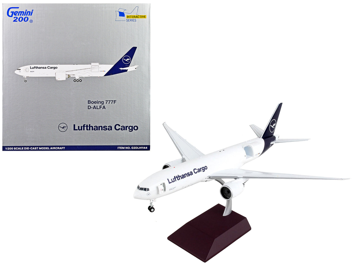 Boeing 777F Commercial Aircraft "Lufthansa Cargo" White with Blue Tail "Gemini 200 - Interactive" Series 1/200 Diecast Model Airplane