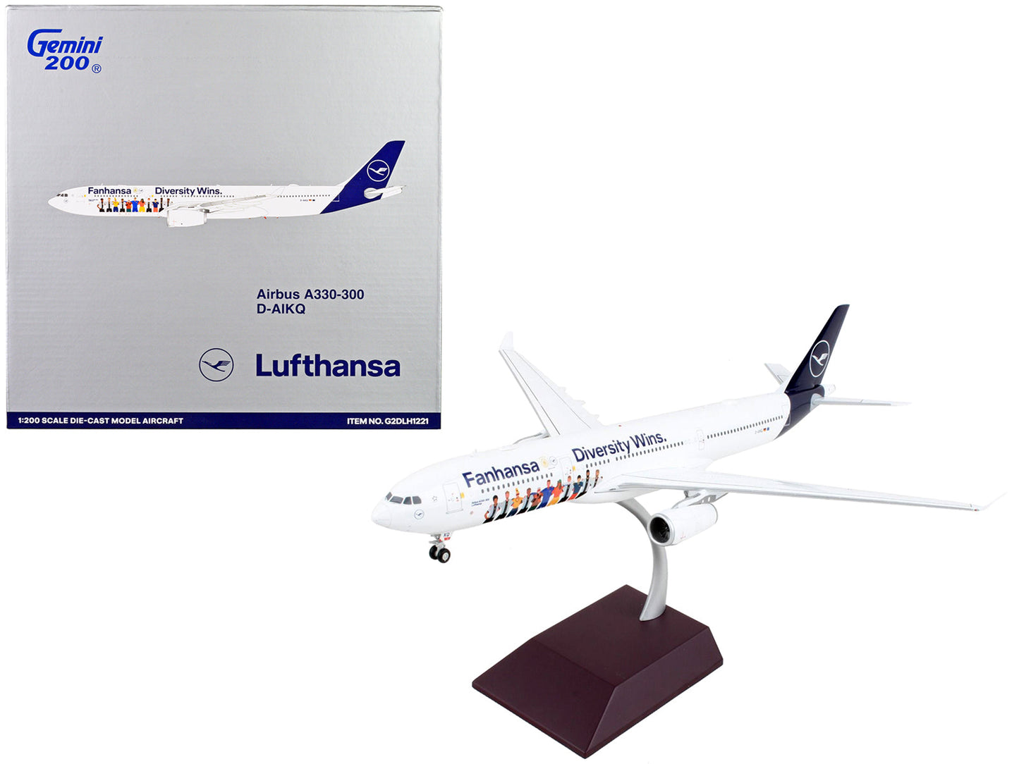 Airbus A330-300 Commercial Aircraft "Lufthansa - Diversity Wins" White with Blue Tail "Gemini 200" Series 1/200 Diecast Model Airplane
