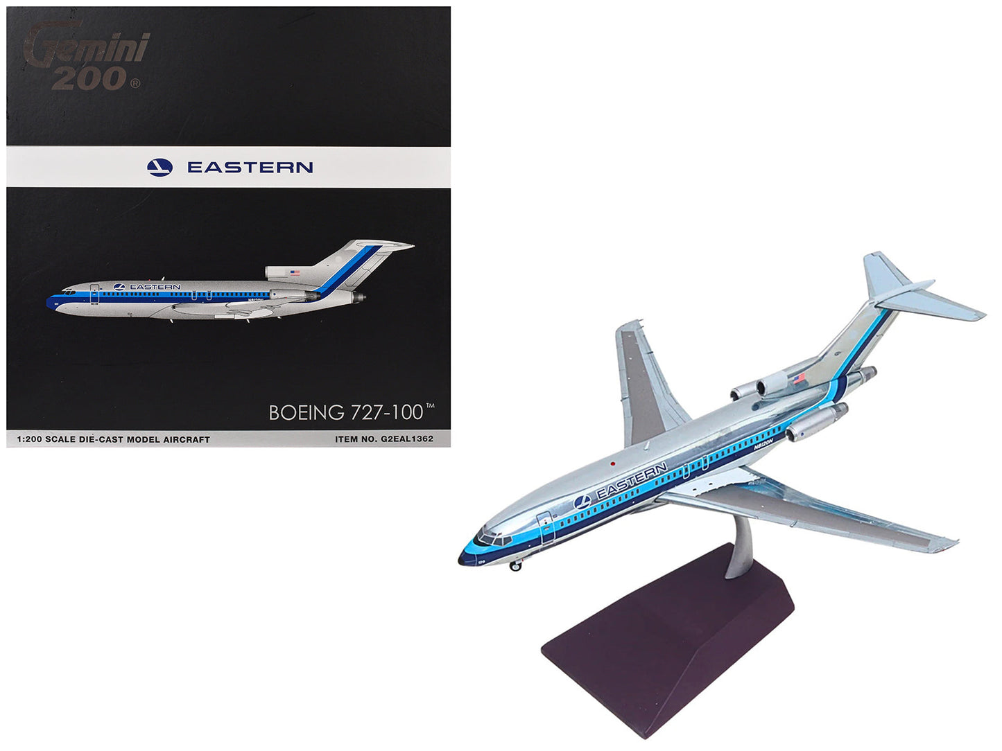 Boeing 727-100 Commercial Aircraft "Eastern Air Lines" (N8120N) Silver with Blue Stripes "Gemini 200" Series 1/200 Diecast Model Airplane