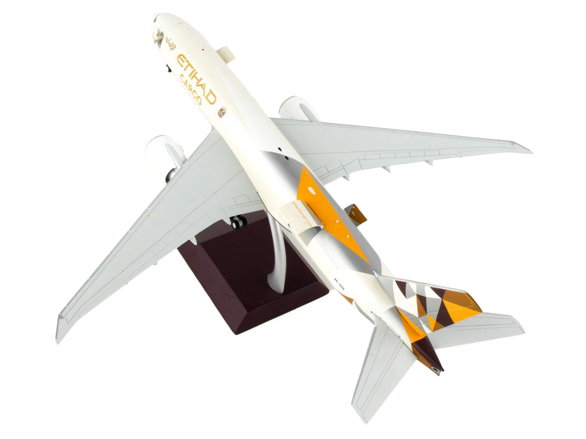 Boeing 777F Commercial Aircraft "Etihad Airways Cargo" Beige with Tail Graphics "Gemini 200 - Interactive" Series 1/200 Diecast Model Airplane