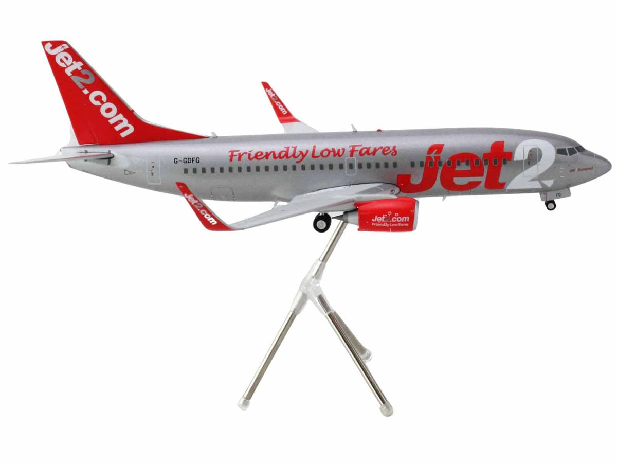 Boeing 737-300 Commercial Aircraft "Jet2" (G-GDFG) Gray Metallic with Red Tail "Gemini 200" Series 1/200 Diecast Model Airplane