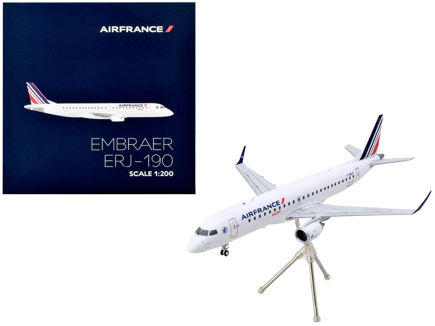 Embraer ERJ-190 Commercial Aircraft "Air France Hop" (F-HBLN) White with Striped Tail "Gemini 200" Series 1/200 Diecast Model Airplane