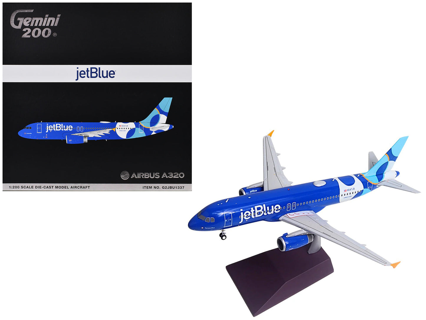 Airbus A320 Commercial Aircraft "JetBlue Airways - Forever Blue" (N547JB) Blue with Graphics "Gemini 200" Series 1/200 Diecast Model Airplane