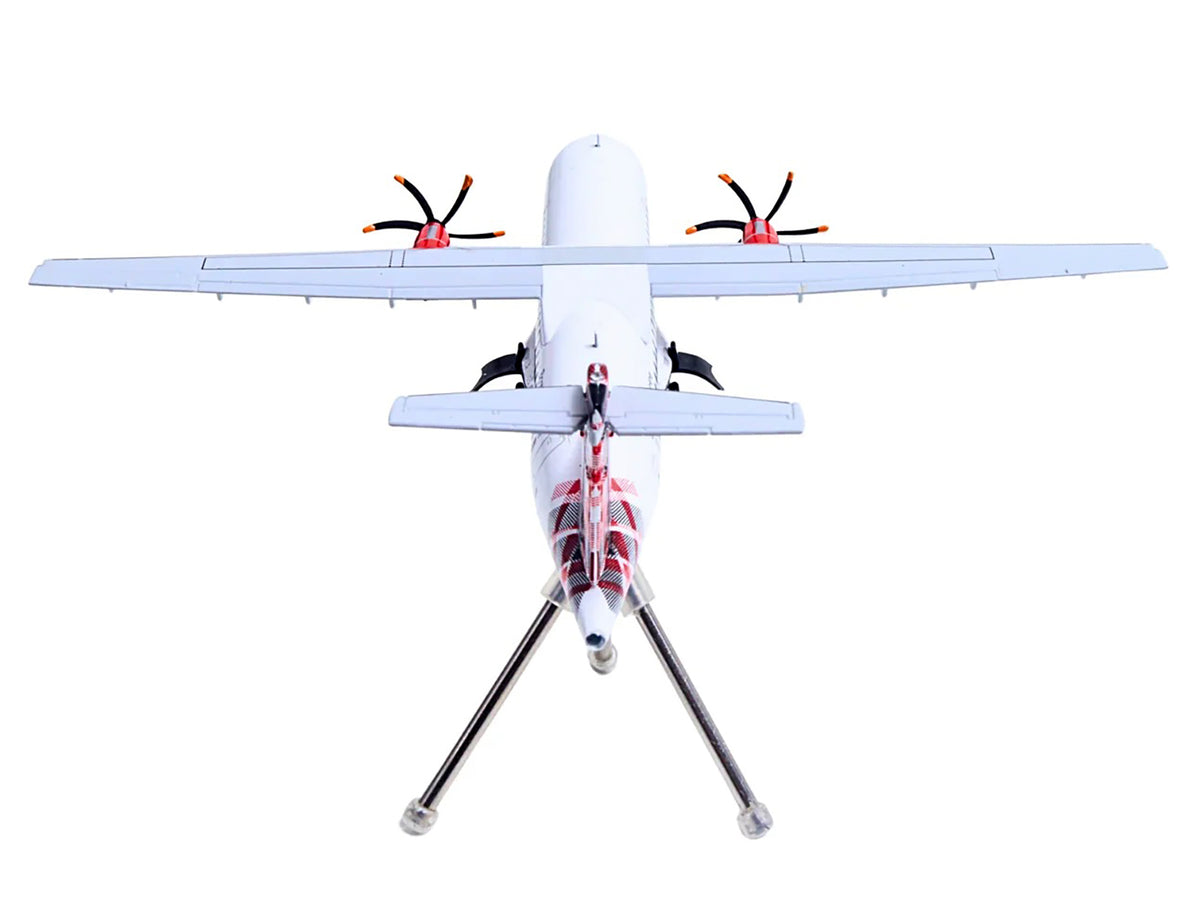 ATR 72-600 Commercial Aircraft "Loganair - Scotland's Airline" (G-LMTE) White with Red Plaid Tail "Gemini 200" Series 1/200 Diecast Model Airplane