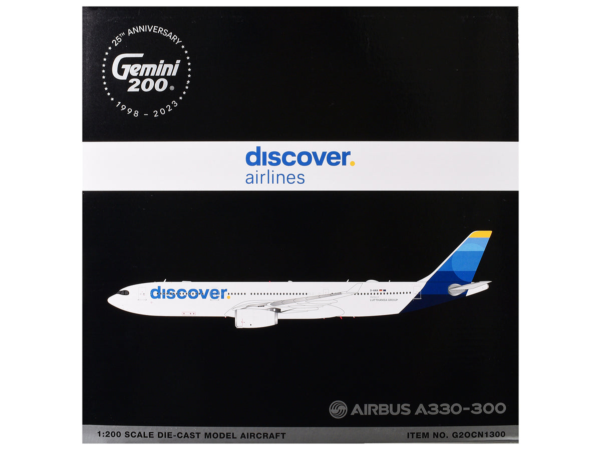 Airbus A330-300 Commercial Aircraft "Discover Airlines" (D-AIKK) White with Blue Tail "Gemini 200" Series 1/200 Diecast Model Airplane