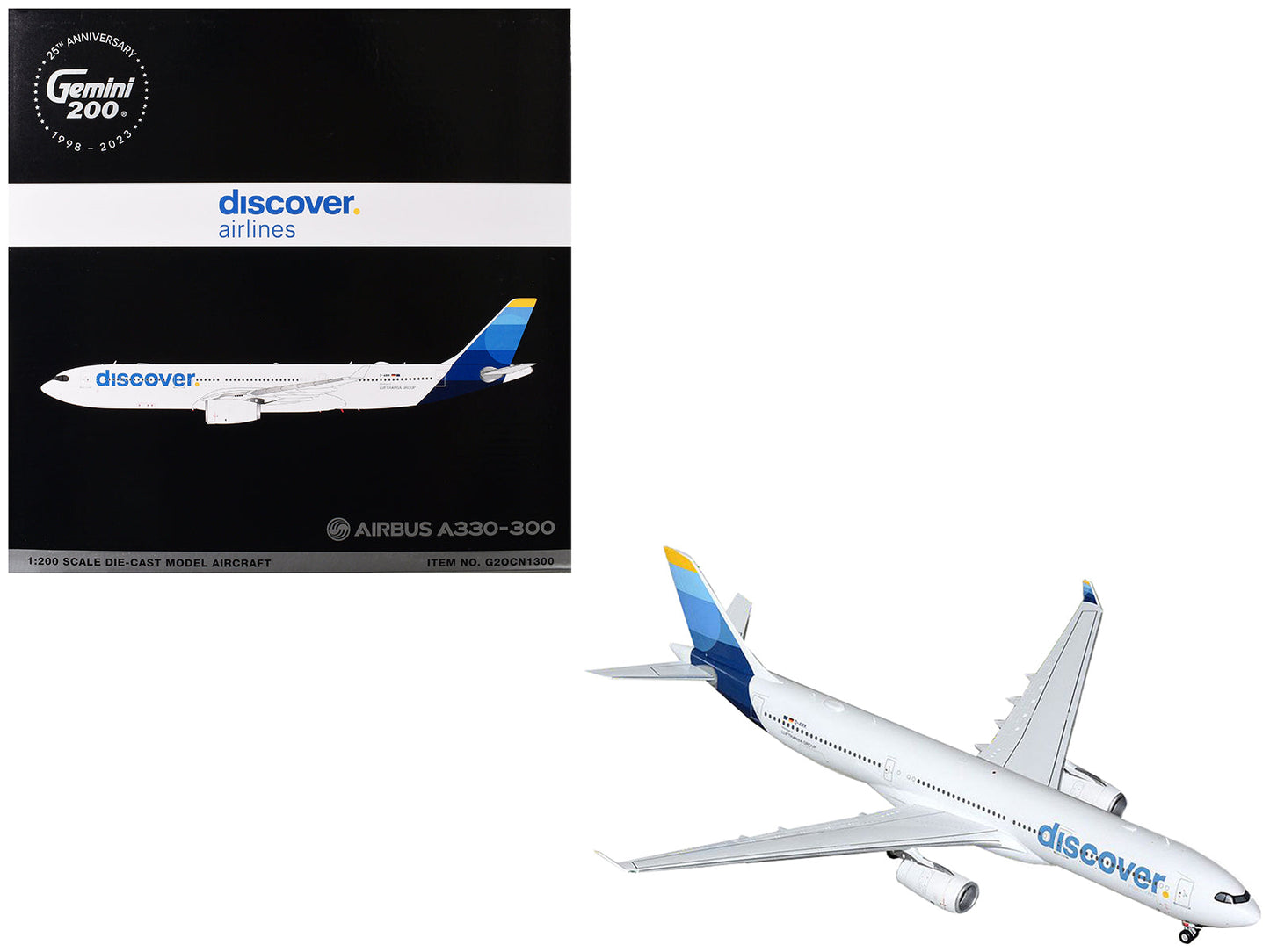 Airbus A330-300 Commercial Aircraft "Discover Airlines" (D-AIKK) White with Blue Tail "Gemini 200" Series 1/200 Diecast Model Airplane