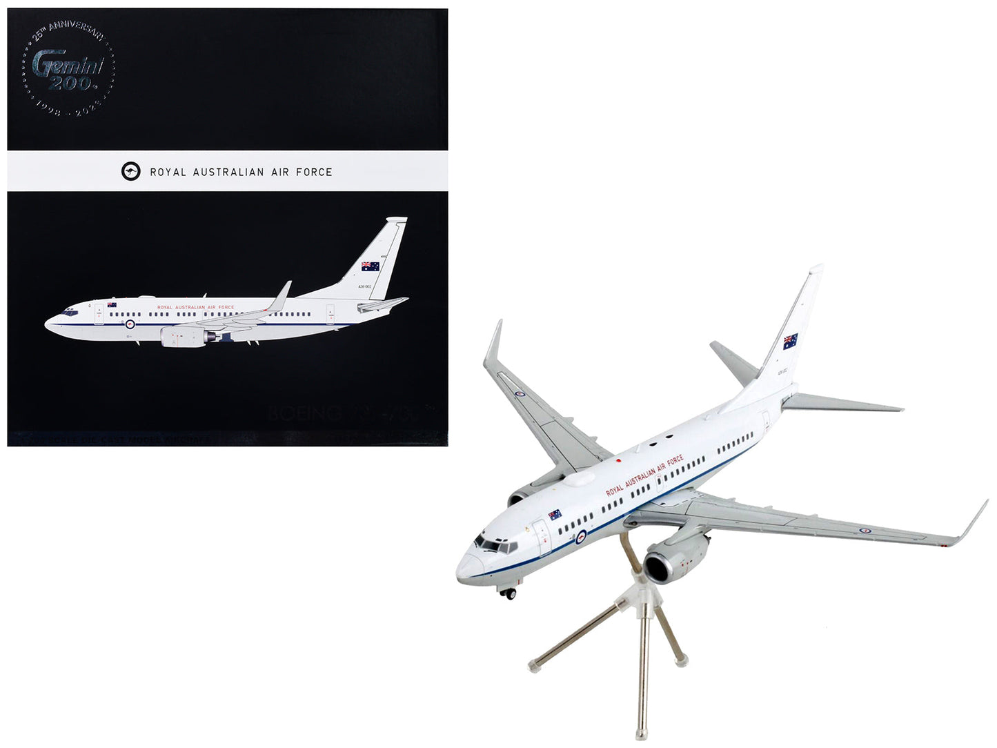 Boeing 737-700 Transport Aircraft "Royal Australian Air Force - A36-002" White and Gray "Gemini 200" Series 1/200 Diecast Model Airplane