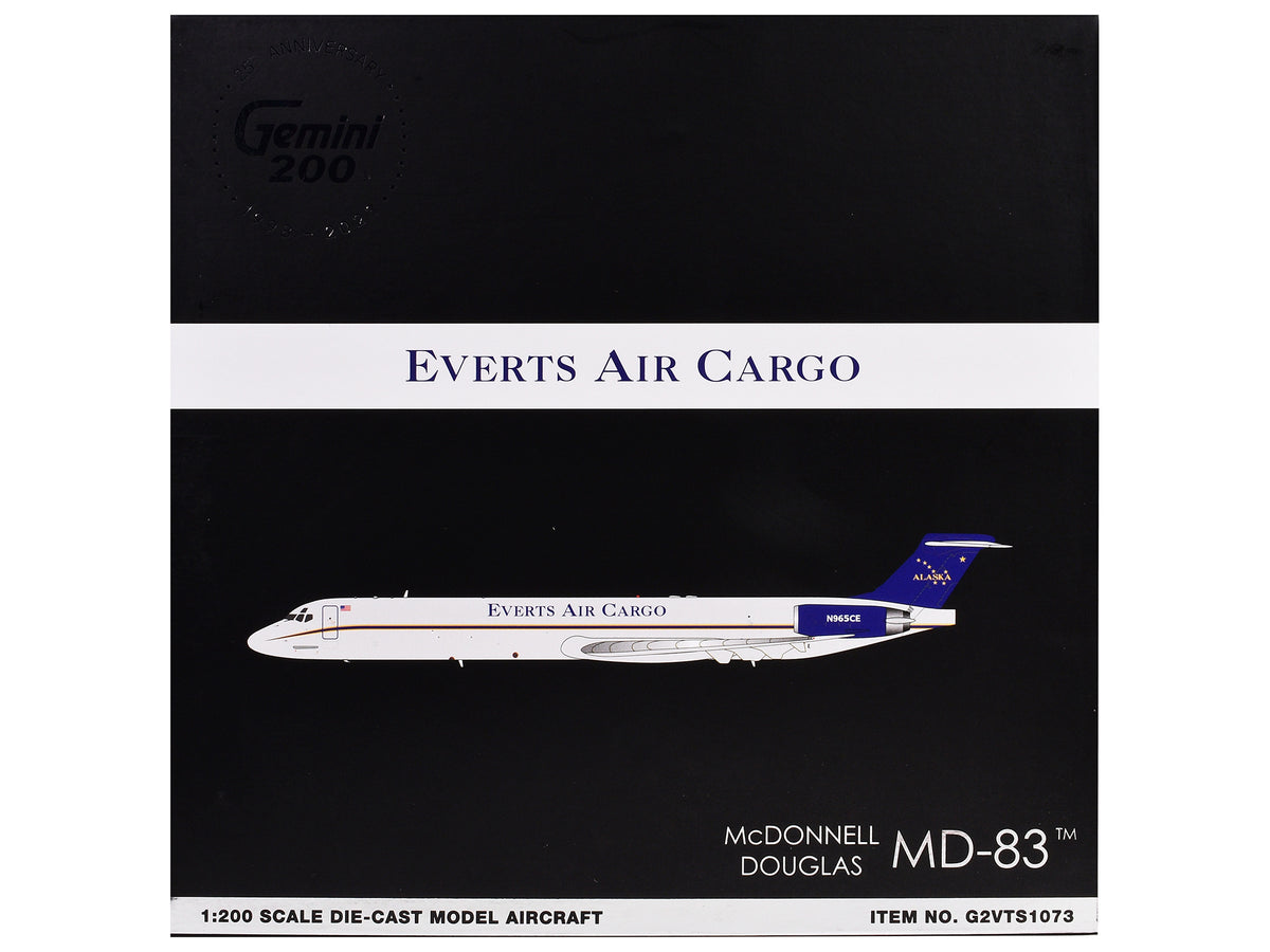 McDonnell Douglas MD-88 Commercial Aircraft "Everts Air Cargo" (N965CE) White with Blue Tail "Gemini 200" Series 1/200 Diecast Model Airplane