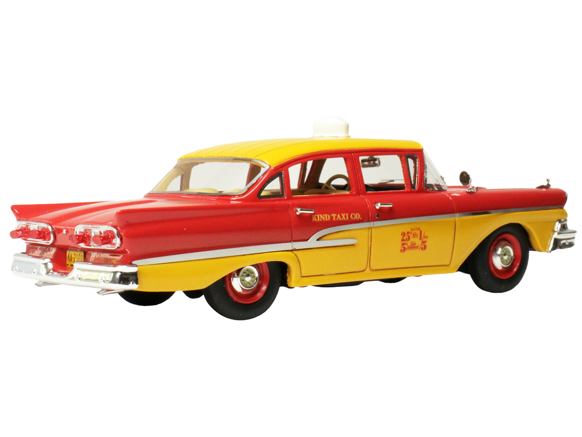 1958 Ford Custom 300 Taxi Cab "Kind Taxi Co." Red and Yellow with Yellow Interior Limited Edition to 200 pieces Worldwide 1/43 Model Car