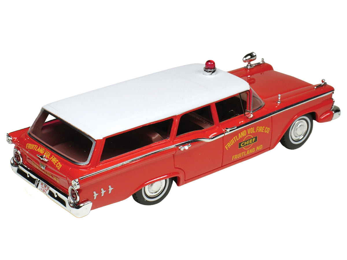 1959 Ford Country Squire "Fruitland MD Fire Chief" Red with White Top Limited Edition to 200 pieces Worldwide 1/43 Model Car