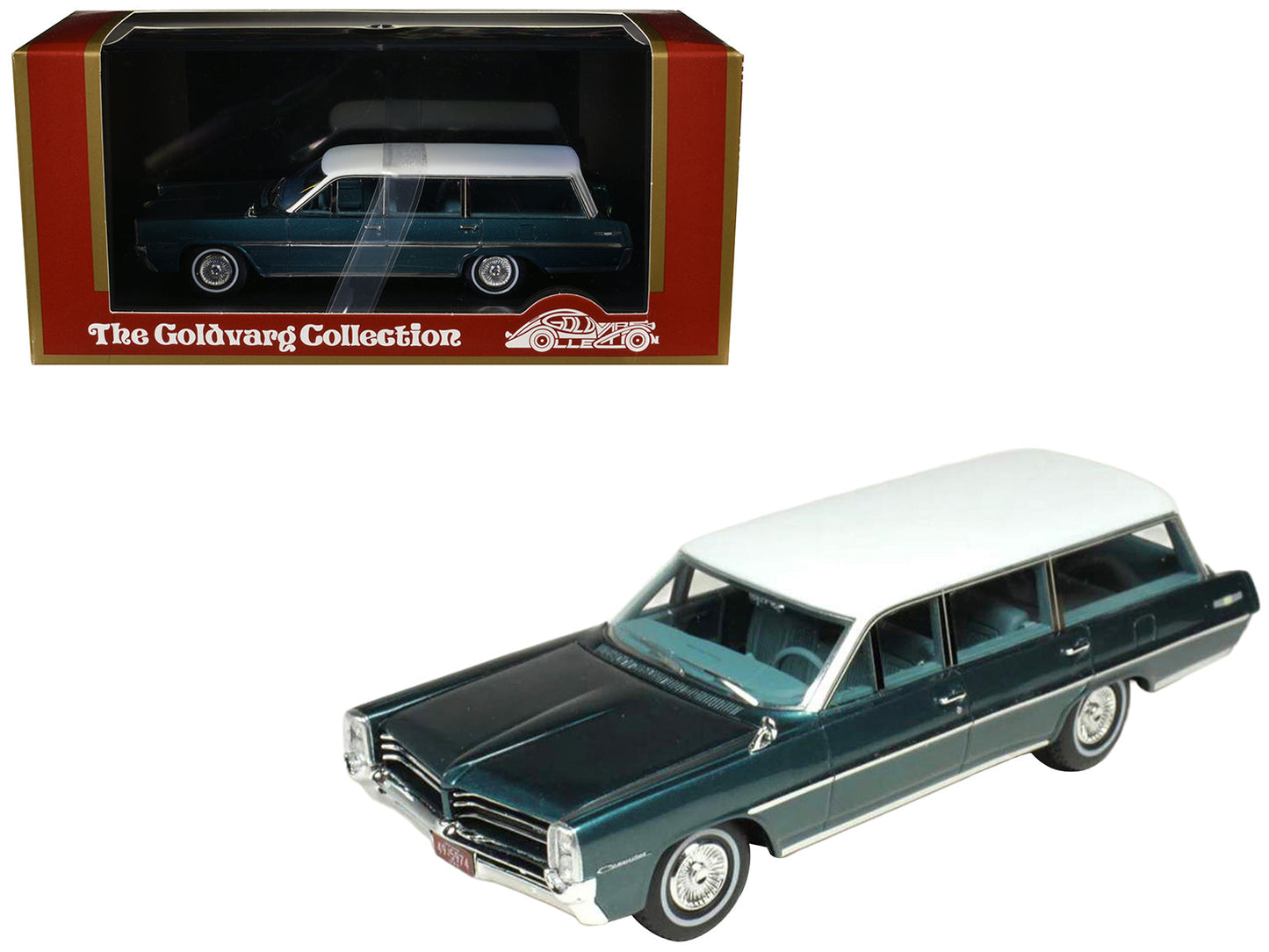 1964 Pontiac Safari Gulfstream Aqua Metallic with White Top and Blue Interior Limited Edition to 200 pieces Worldwide 1/43 Model Car
