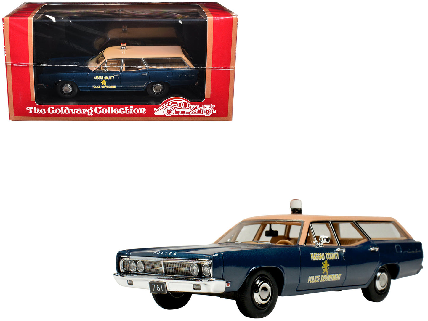 1970 Ford Country Squire Wagon Police Car "Nassau County Police Department" Blue and Tan Limited Edition to 200 pieces Worldwide 1/43 Model Car