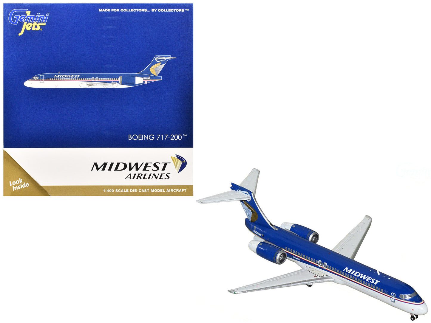Boeing 717-200 Commercial Aircraft "Midwest Airlines" (N920ME) Blue and White 1/400 Diecast Model Airplane