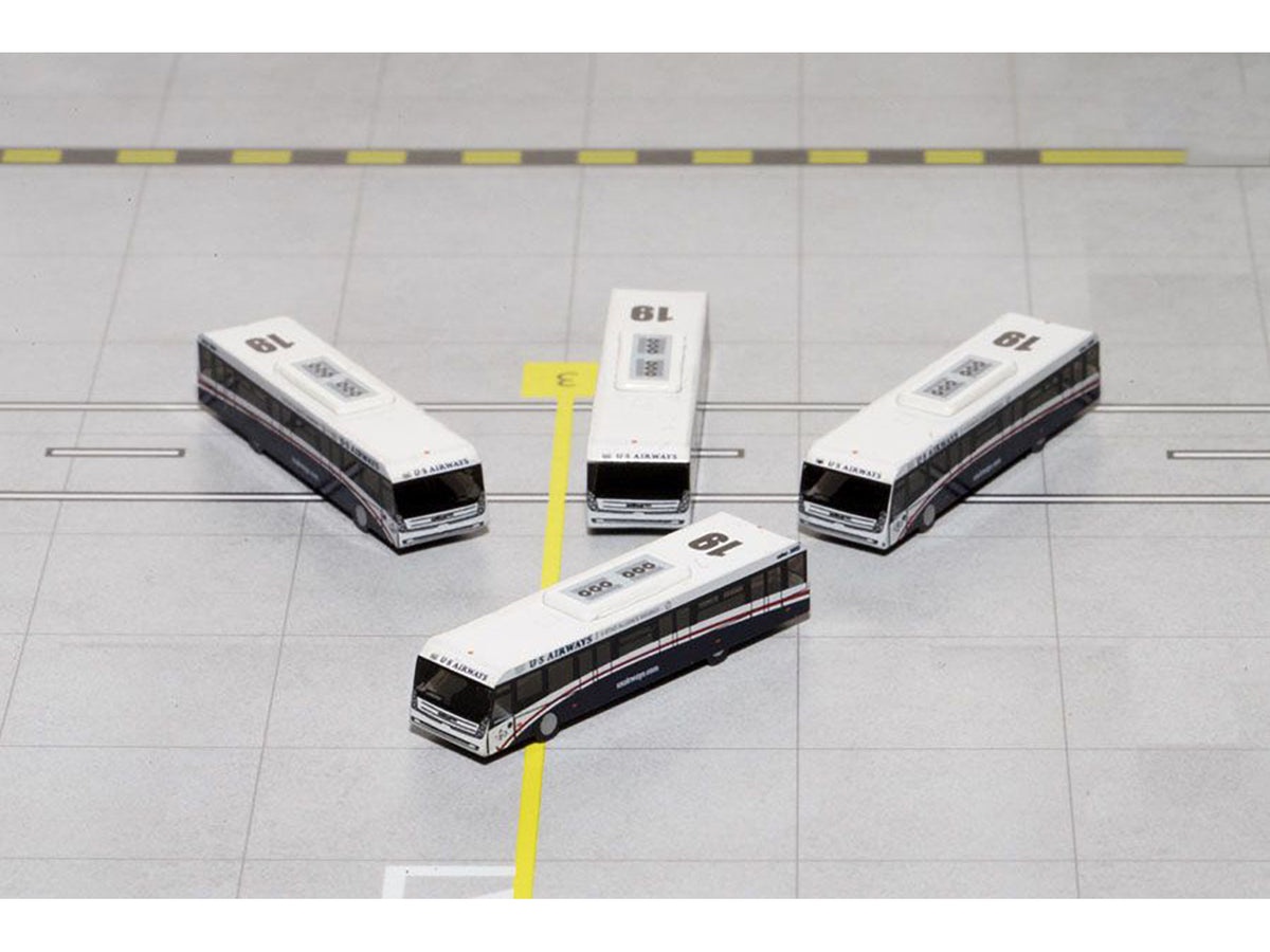 Cobus 3000 Passenger Bus White and Blue "US Airways Shuttle Bus" 4 Piece Set 1/400 Diecast Models