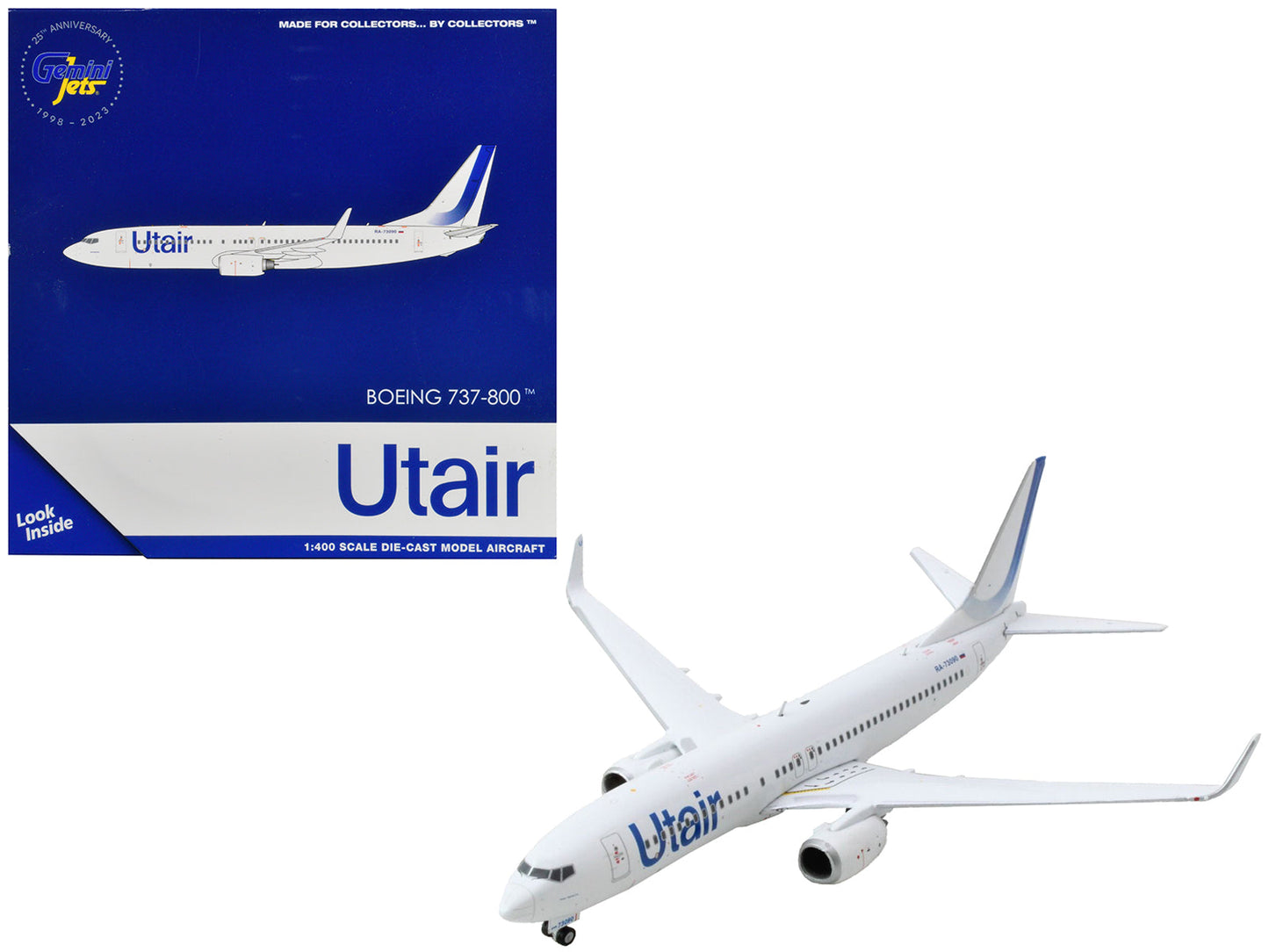 Boeing 737-800 Commercial Aircraft "Utair" White with Blue Tail Stripes 1/400 Diecast Model Airplane