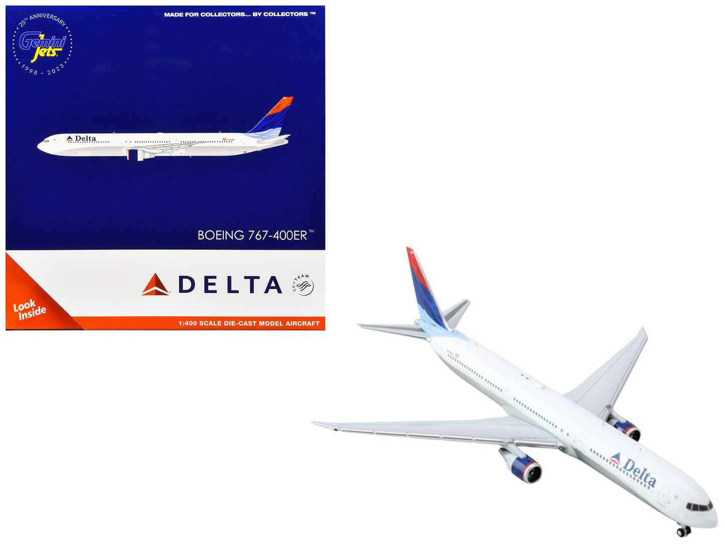 Boeing 767-400ER Commercial Aircraft "Delta Air Lines" (N829MH) White with Red and Blue Tail 1/400 Diecast Model Airplane