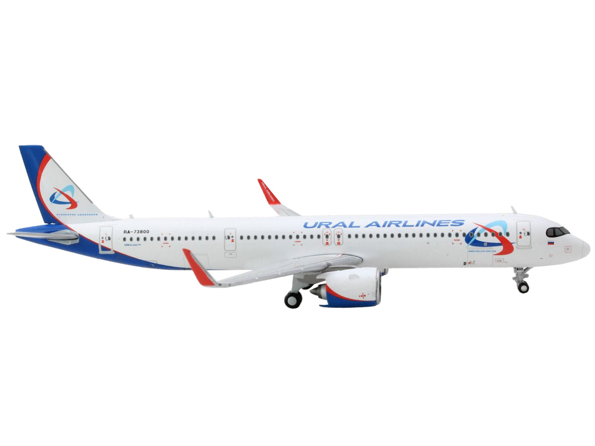 Airbus A321neo Commercial Aircraft "Ural Airlines" White with Blue Tail 1/400 Diecast Model Airplane