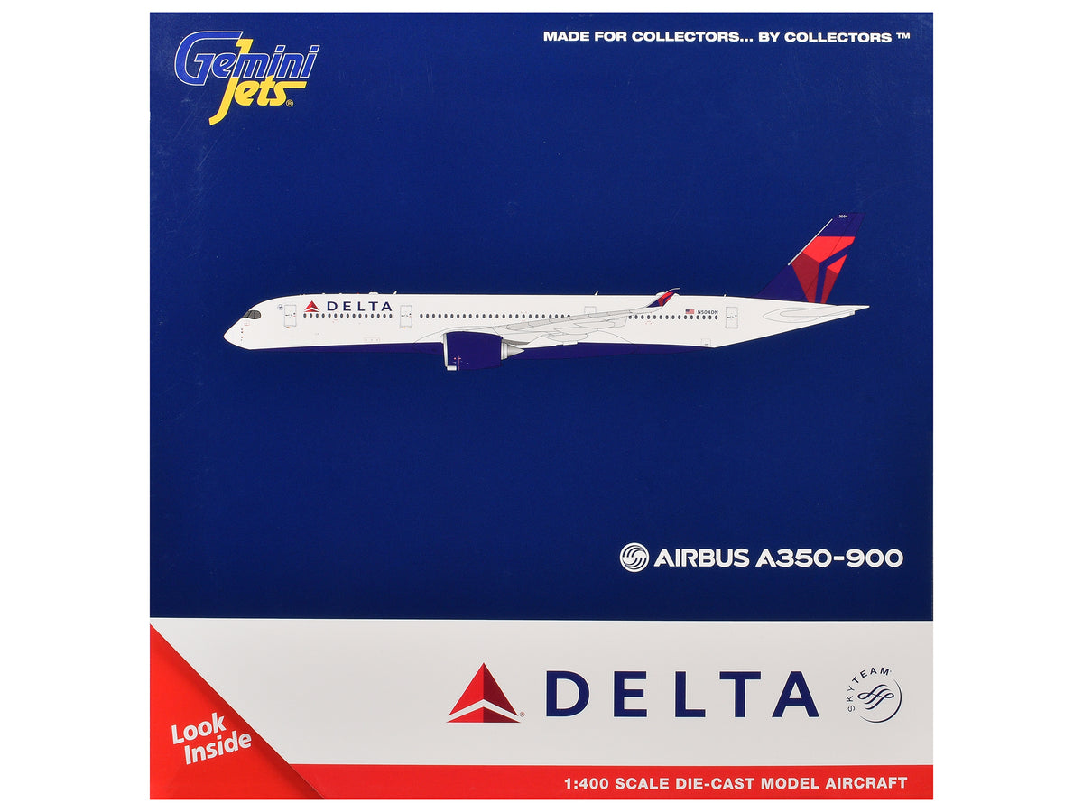 Airbus A350-900 Commercial Aircraft "Delta Air Lines" (N504DN) White with Blue and Red Tail 1/400 Diecast Model Airplane