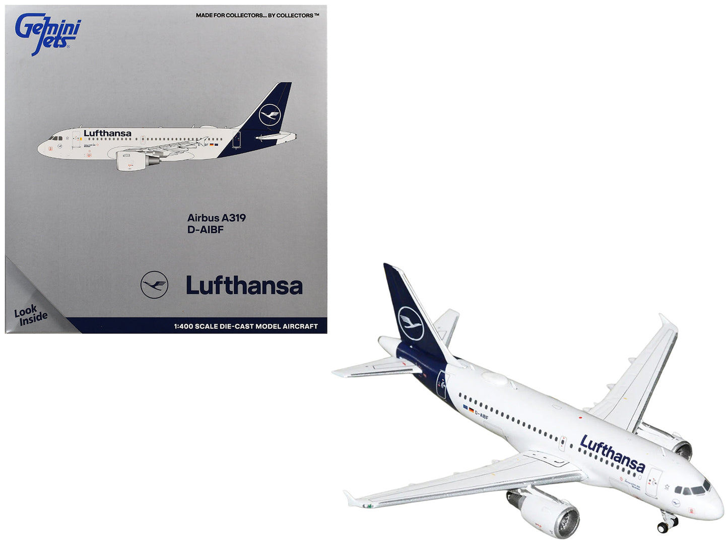 Airbus A319-100 Commercial Aircraft "Lufthansa" (D-AIBF) White with Dark Blue Tail 1/400 Diecast Model Airplane
