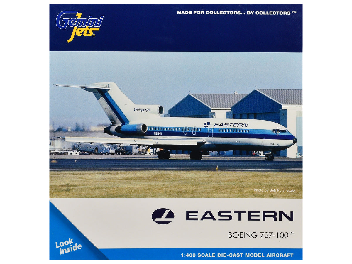 Boeing 727-100 Commercial Aircraft "Eastern Air Lines" (N8164G) White with Blue Stripes 1/400 Diecast Model Airplane