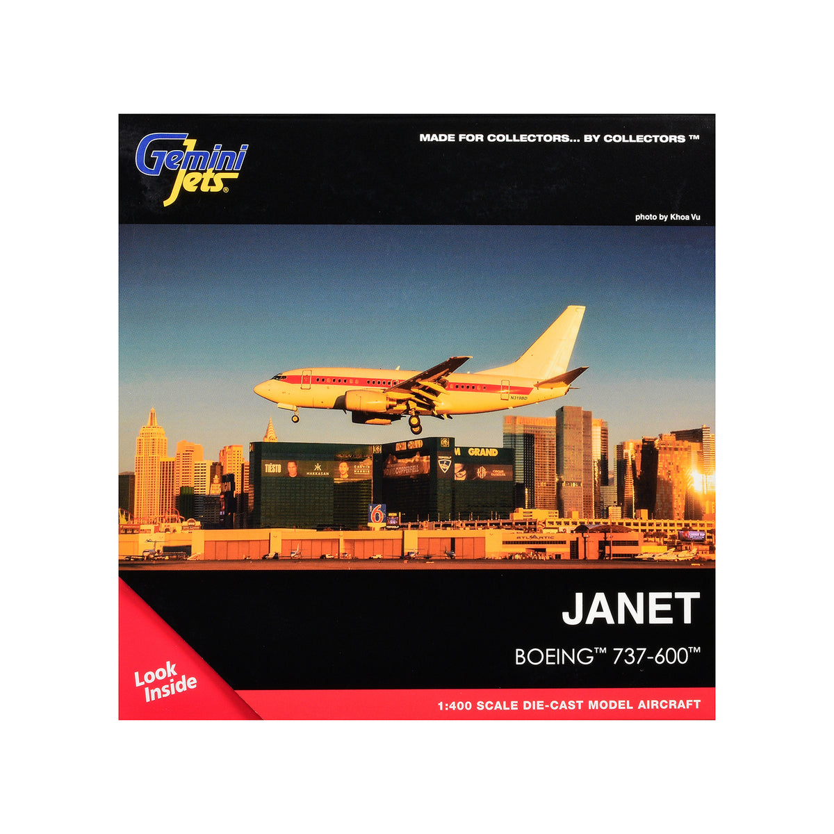 Boeing 737-600 Transport Aircraft "EG&G - Janet Airlines" (N319BD) White with Red Stripes 1/400 Diecast Model Airplane