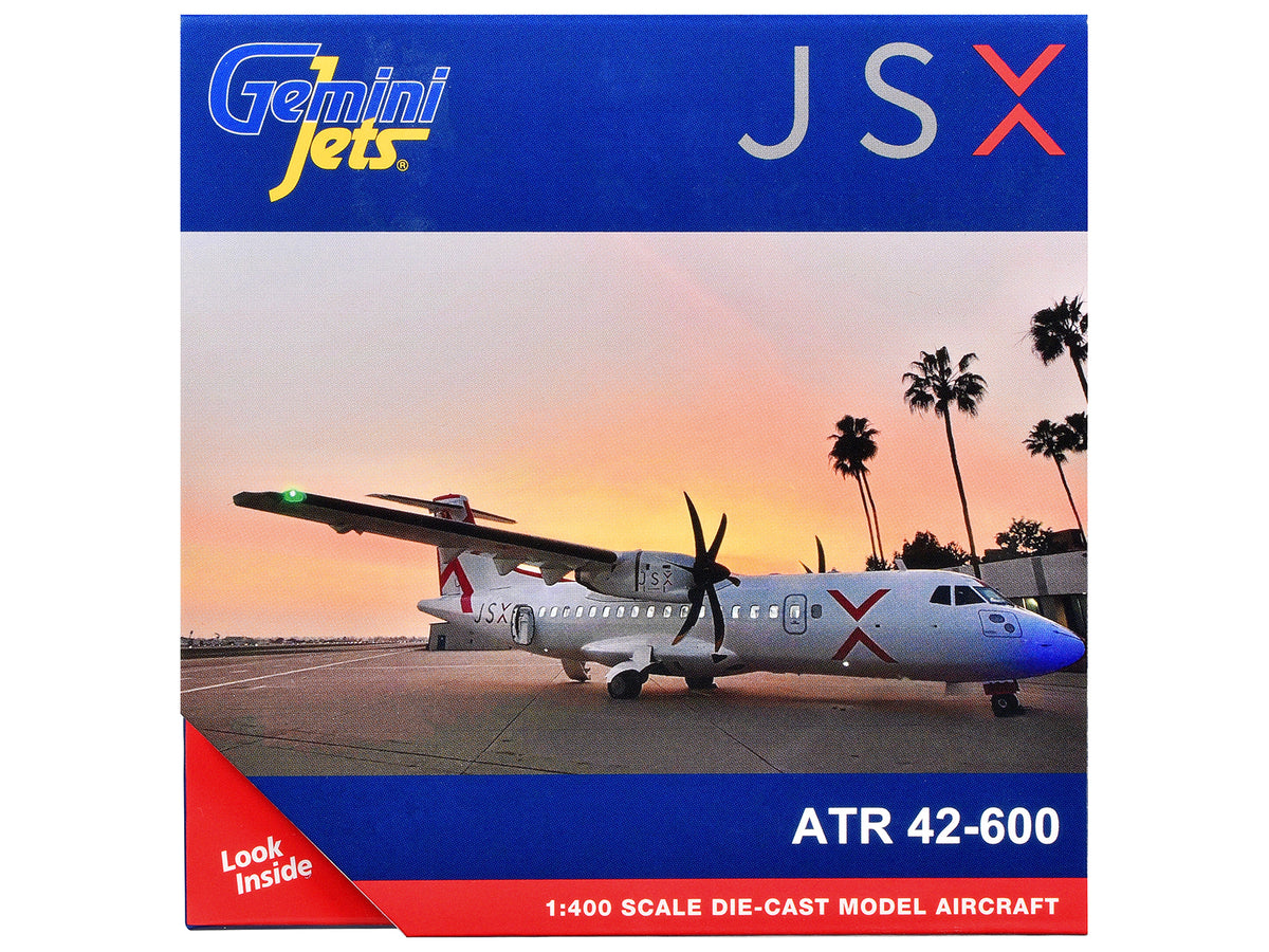 ATR 42-600 Commercial Aircraft "JSX" (N400JX) White with Red Stripes 1/400 Diecast Model Airplane