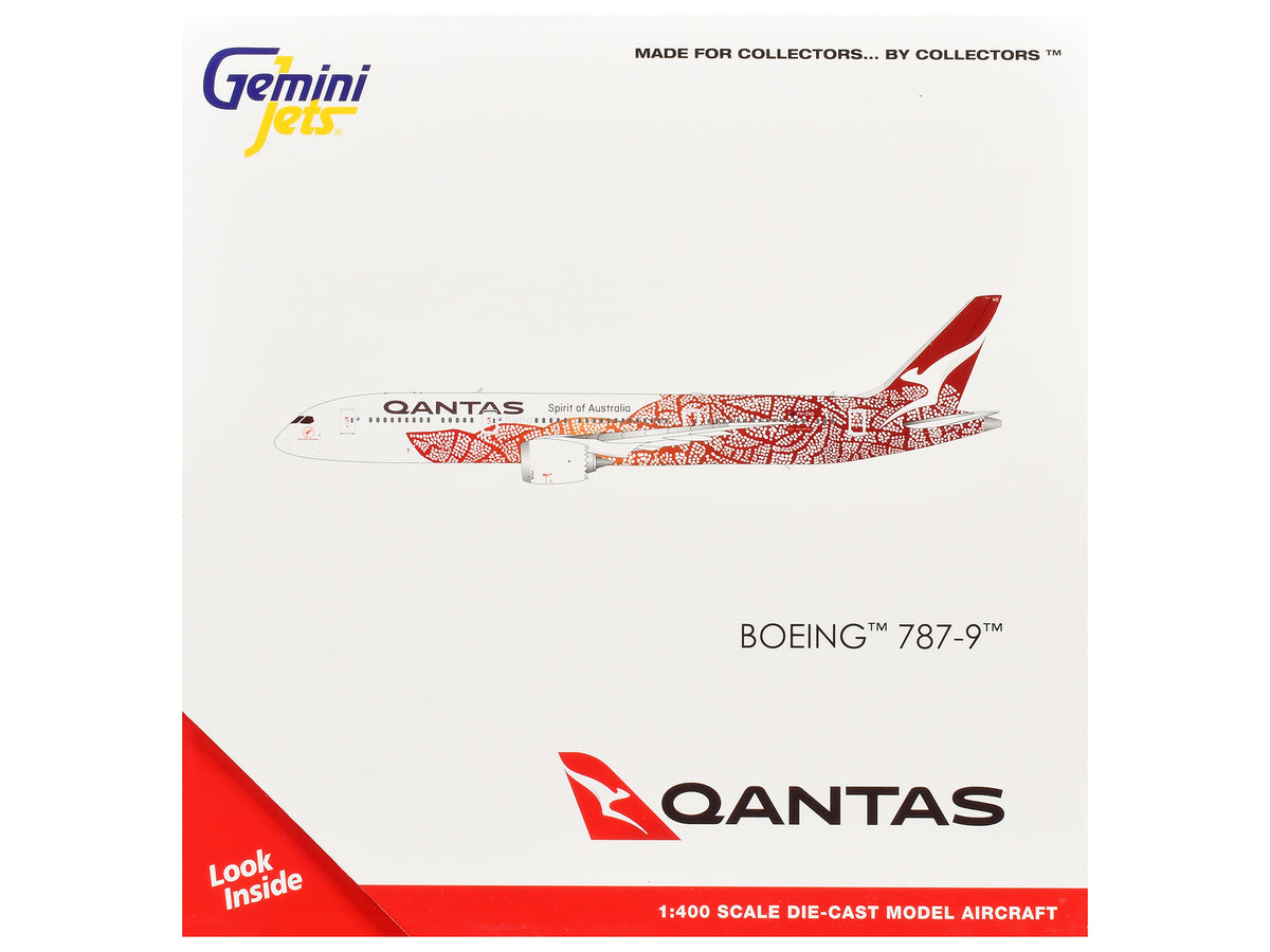 Boeing 787-9 Commercial Aircraft "Qantas - Yam Dreaming" (VH-ZND) White with Red Graphics 1/400 Diecast Model Airplane