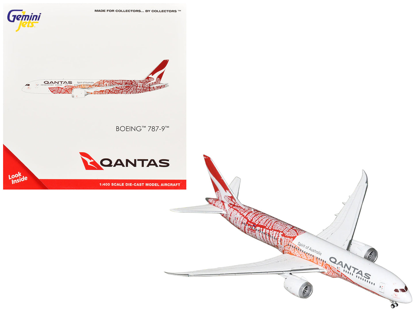 Boeing 787-9 Commercial Aircraft "Qantas - Yam Dreaming" (VH-ZND) White with Red Graphics 1/400 Diecast Model Airplane