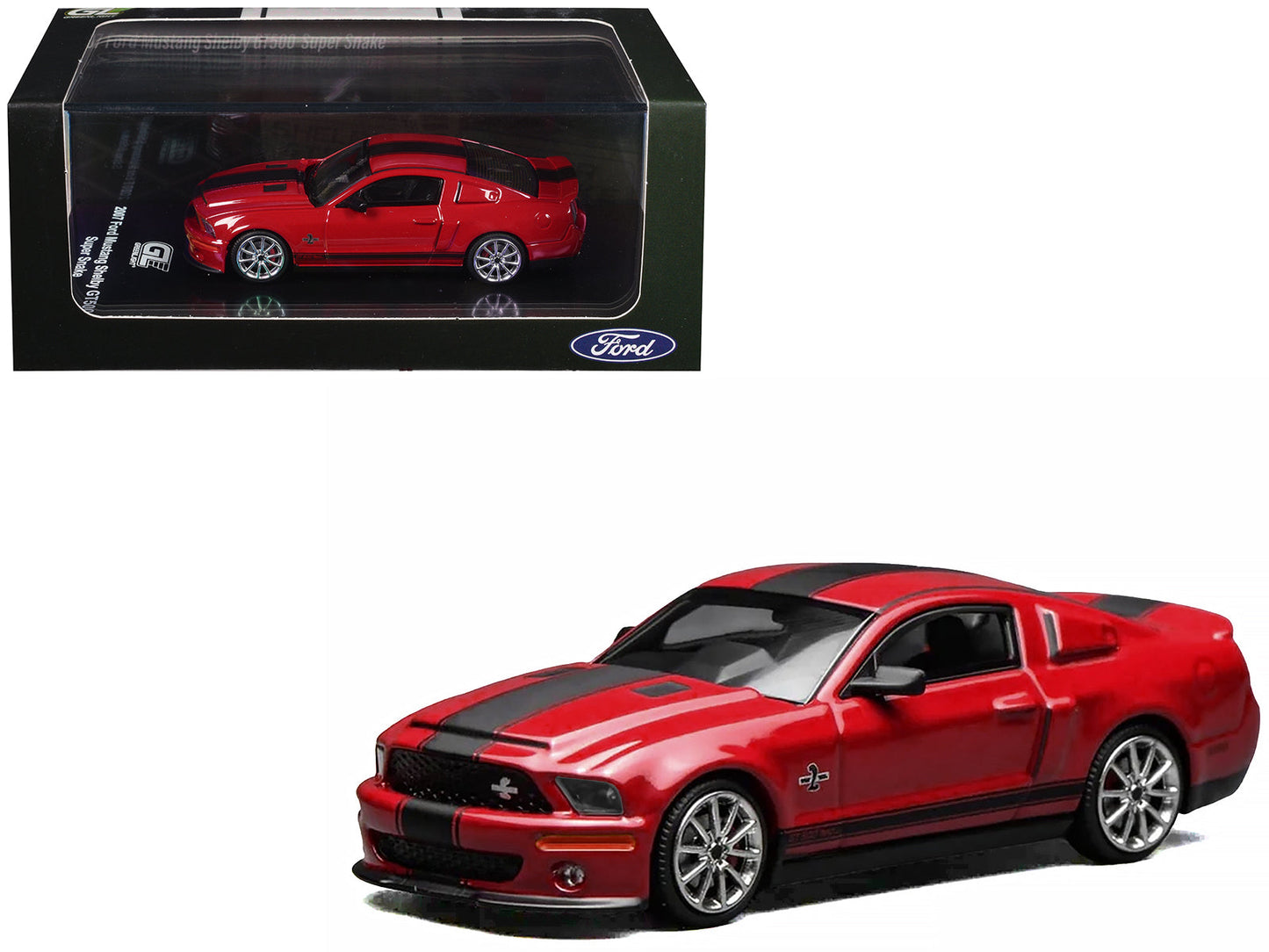 2007 Ford Mustang Shelby GT500 Super Snake Torch Red with Matt Black Stripes 1/64 Diecast Model Car