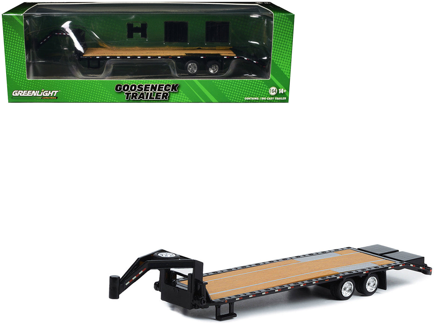 Gooseneck Trailer Black (In Box) 1/64 Diecast Model Car
