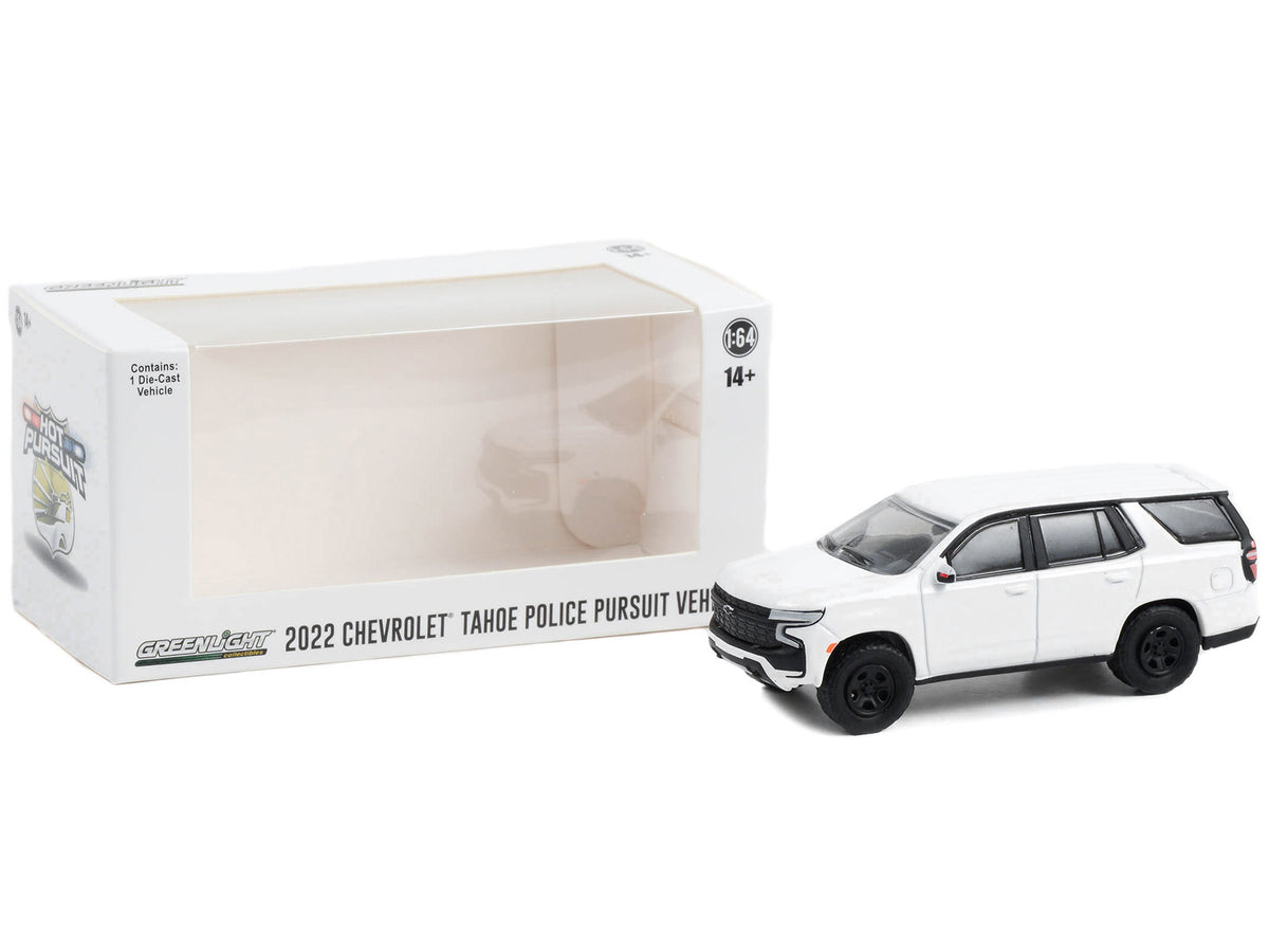 2022 Chevrolet Tahoe Police Pursuit Vehicle (PPV) White "Hot Pursuit" "Hobby Exclusive" Series 1/64 Diecast Model Car