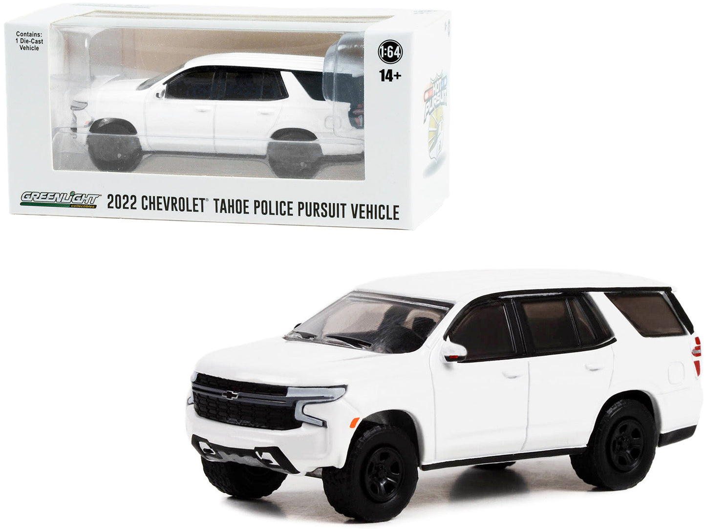 2022 Chevrolet Tahoe Police Pursuit Vehicle (PPV) White "Hot Pursuit" "Hobby Exclusive" Series 1/64 Diecast Model Car