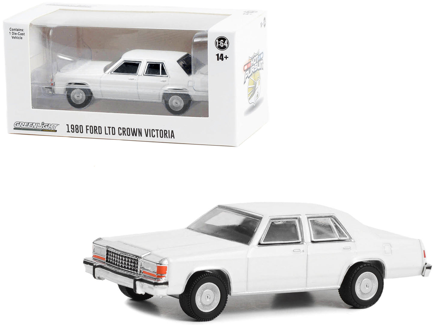 1980-1991 Ford LTD Crown Victoria Police White "Hot Pursuit" "Hobby Exclusive" Series 1/64 Diecast Model Car