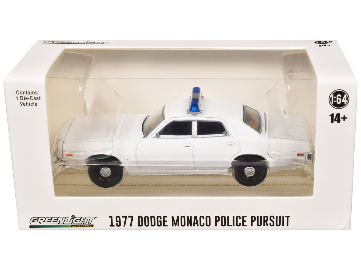 1977-78 Dodge Monaco Police Pursuit White with Light Bar "Hot Pursuit - Hobby Exclusive" Series 1/64 Diecast Model Car