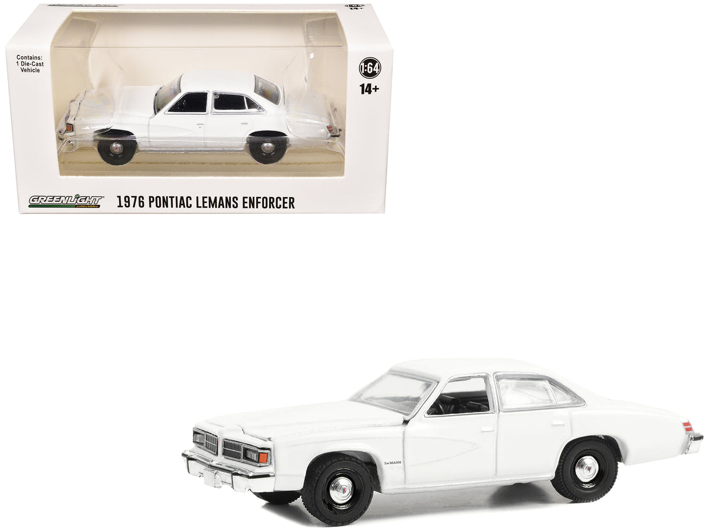 1976-77 Pontiac LeMans Enforcer White "Hot Pursuit - Hobby Exclusive" Series 1/64 Diecast Model Car