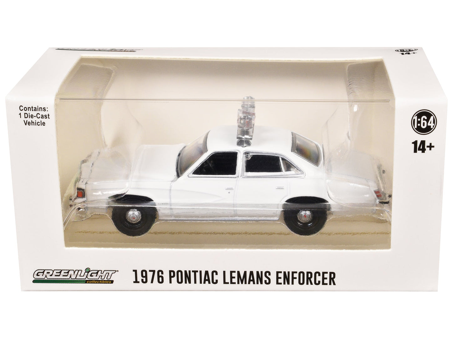 1976-77 Pontiac LeMans Enforcer White with Light Bar "Hot Pursuit - Hobby Exclusive" Series 1/64 Diecast Model Car