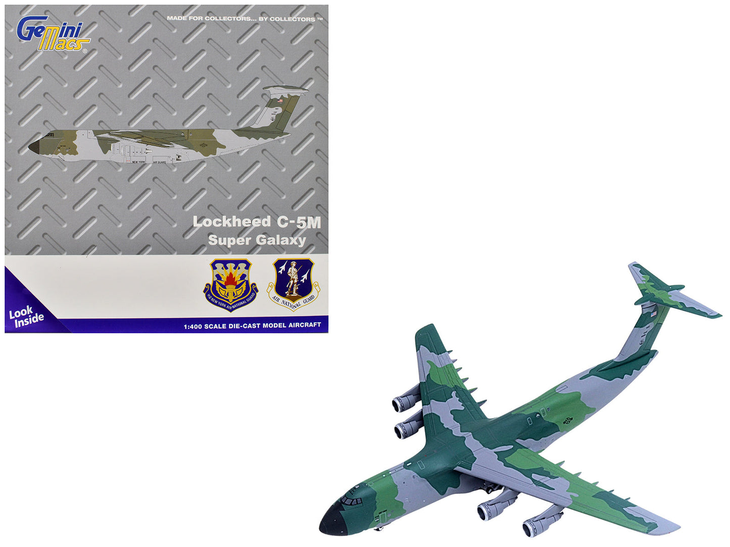 Lockheed C-5M Super Galaxy Transport Aircraft "New York Air National Guard 105th Airlift Wing Stewart Air National Guard Base" United States Air Force (68-0226) Green Camouflage "Gemini Macs" Series 1/400 Diecast Model Airplane