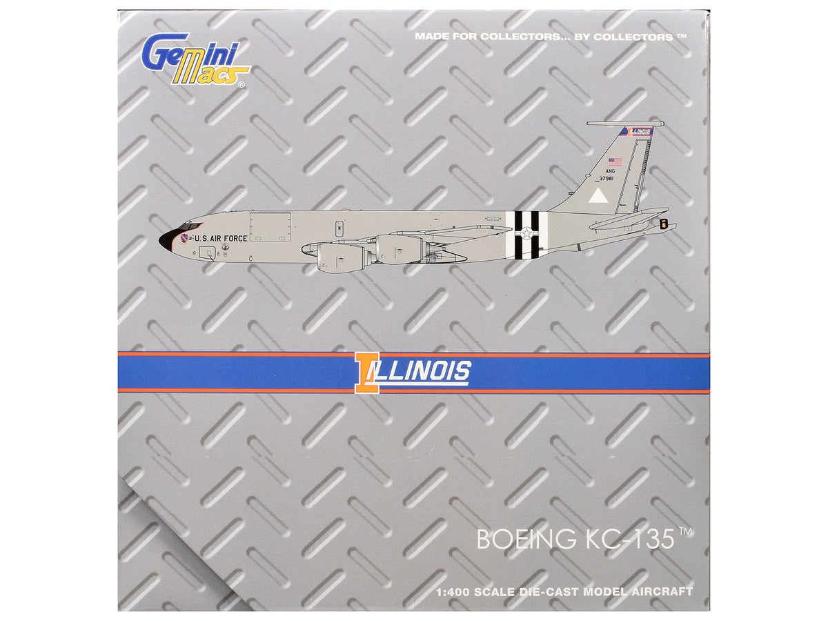Boeing KC-135R Stratotanker Aircraft "Illinois Air National Guard" United States Air Force (63-7981) Gray "Gemini Macs" Series 1/400 Diecast Model Airplane