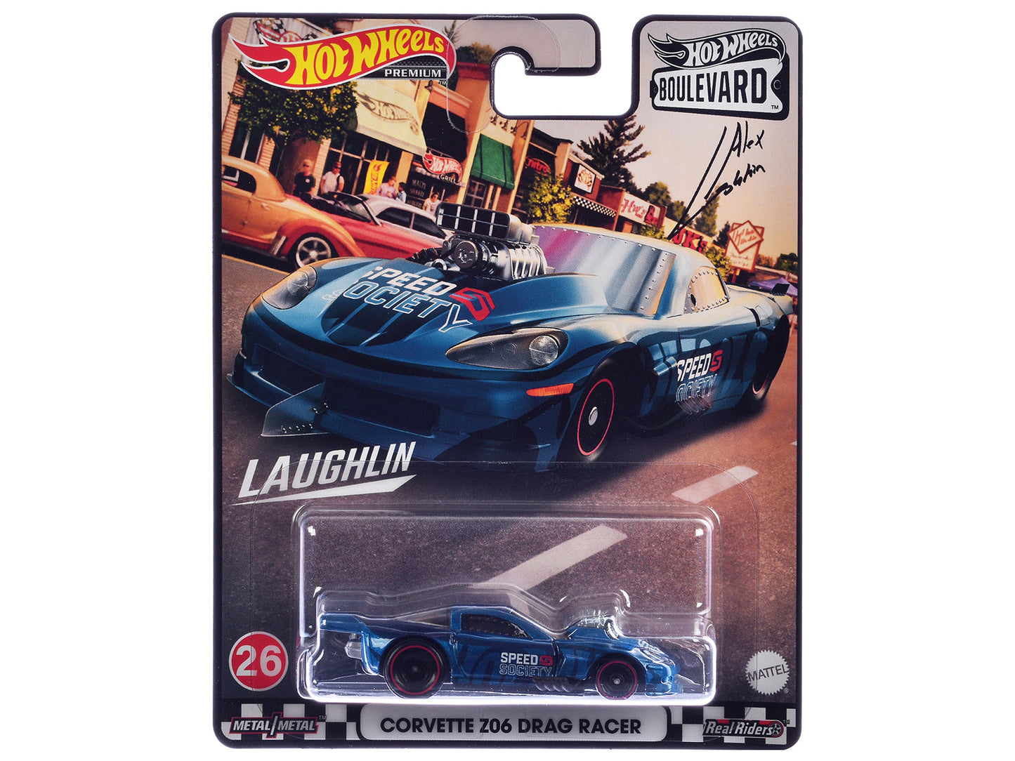 Chevrolet Corvette Z06 Drag Racer "Speed Society" Blue Metallic with Graphics "Boulevard" Series Diecast Model Car