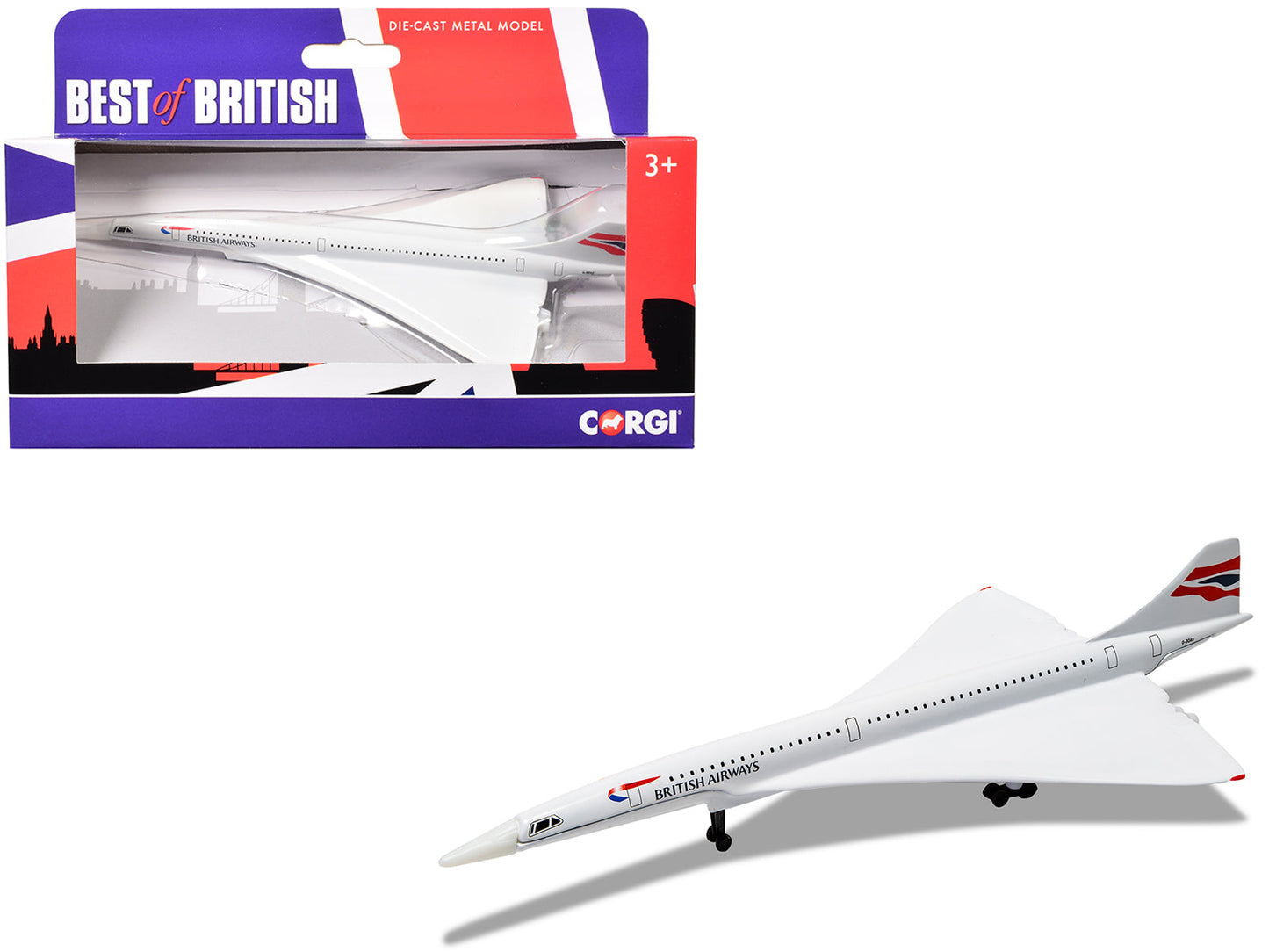 BAe/Aerospatiale Concorde Commercial Aircraft "British Airways" White "Best of British" Series Diecast Model