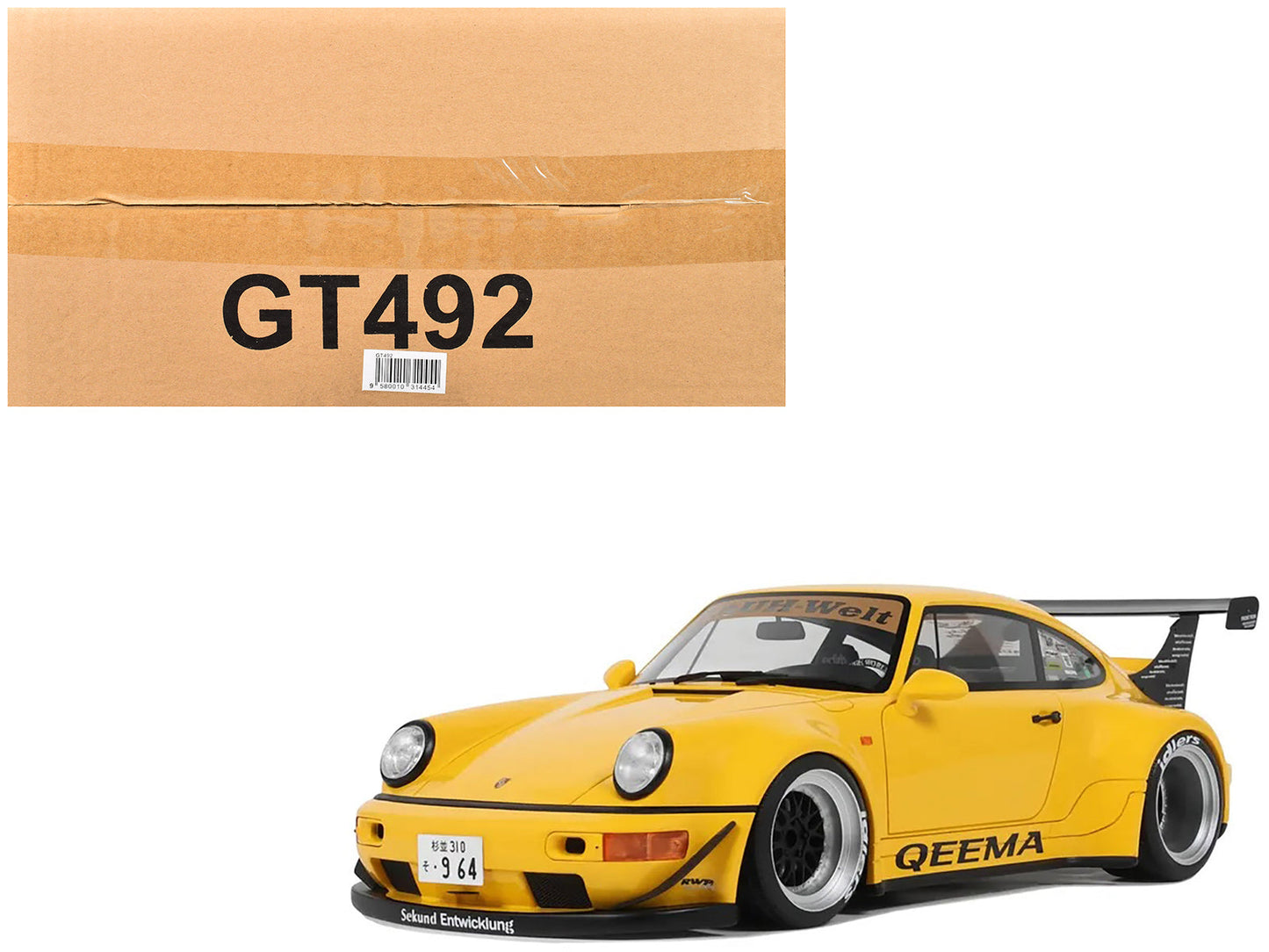 2024 Porsche 911 (964) RWB "Qeema" Yellow 1/18 Model Car