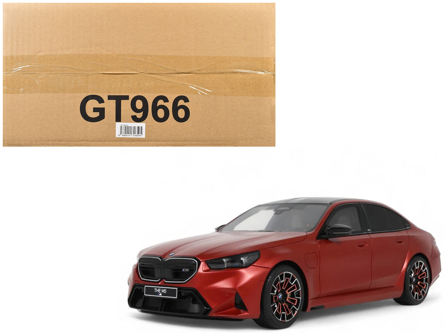 2025 BMW M5 (G90) Pebble Beach Edition Fire Orange Metallic with Black Top 1/18 Model Car