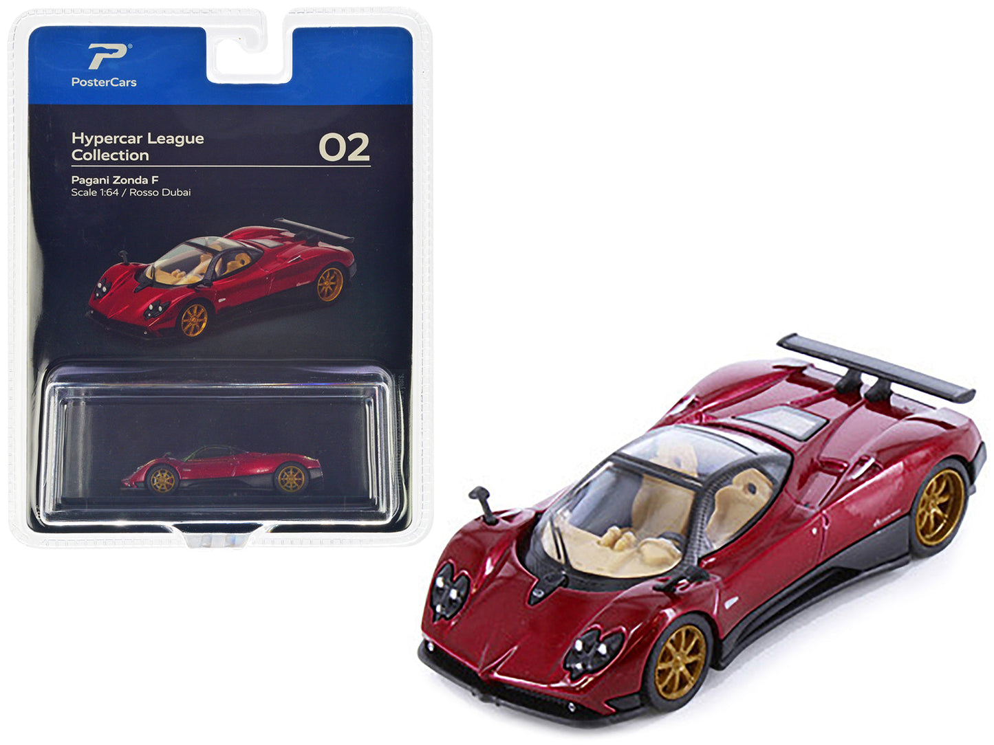 Pagani Zonda F Rosso Dubai Red Metallic "Hypercar League Collection" 1/64 Diecast Model Car