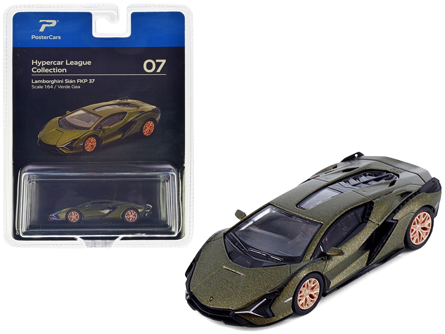 Lamborghini Sian FKP 37 Verde Gea Green Metallic "Hypercar League Collection" 1/64 Diecast Model Car