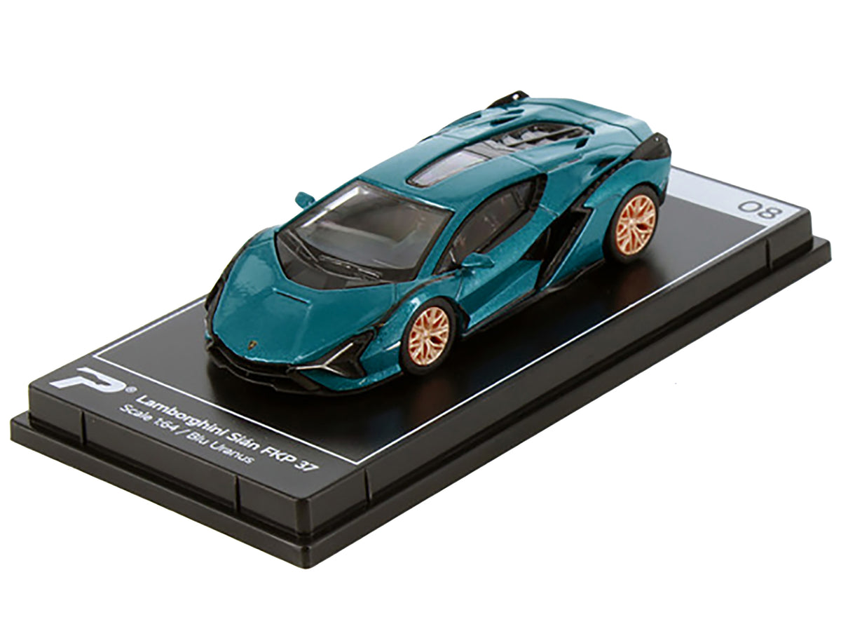 Lamborghini Sian FKP 37 Blu Uranus Blue Metallic "Hypercar League Collection" 1/64 Diecast Model Car