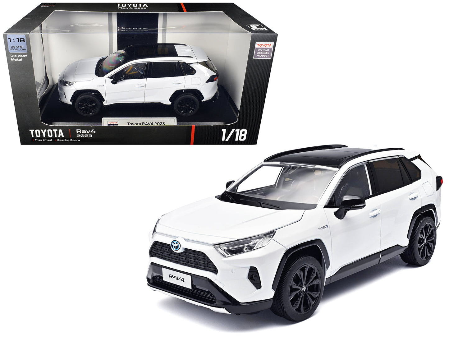 2023 Toyota Rav4 Hybrid White Metallic with Black Top 1/18 Diecast Model Car