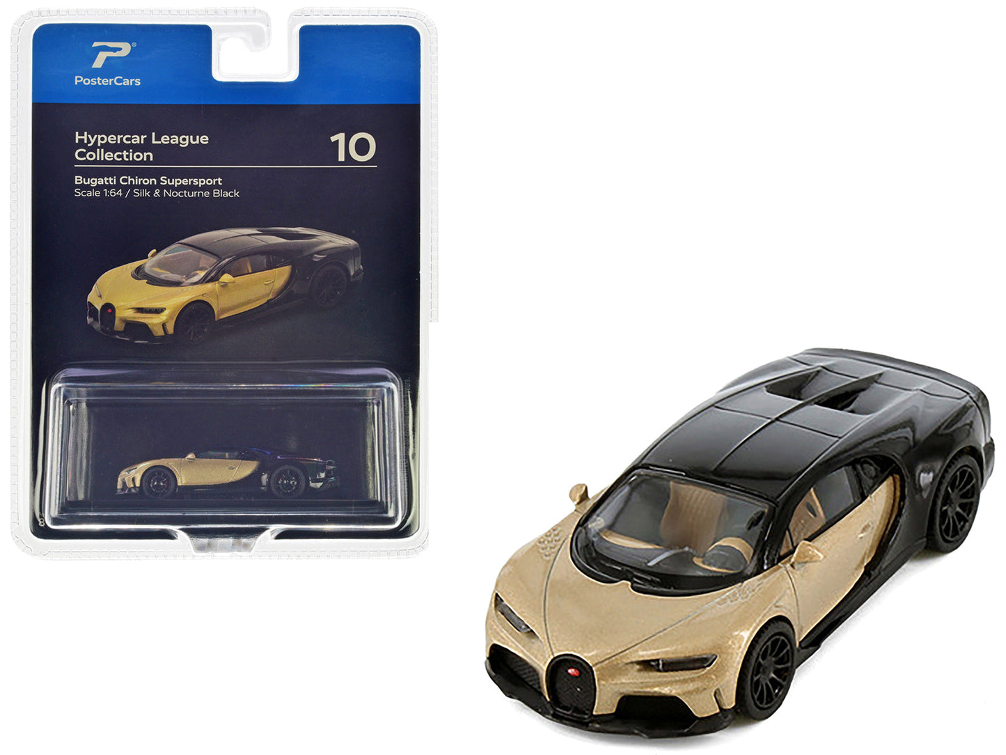 Bugatti Chiron Supersport Silk Gold Metallic and Nocturne Black "Hypercar League Collection" 1/64 Diecast Model Car