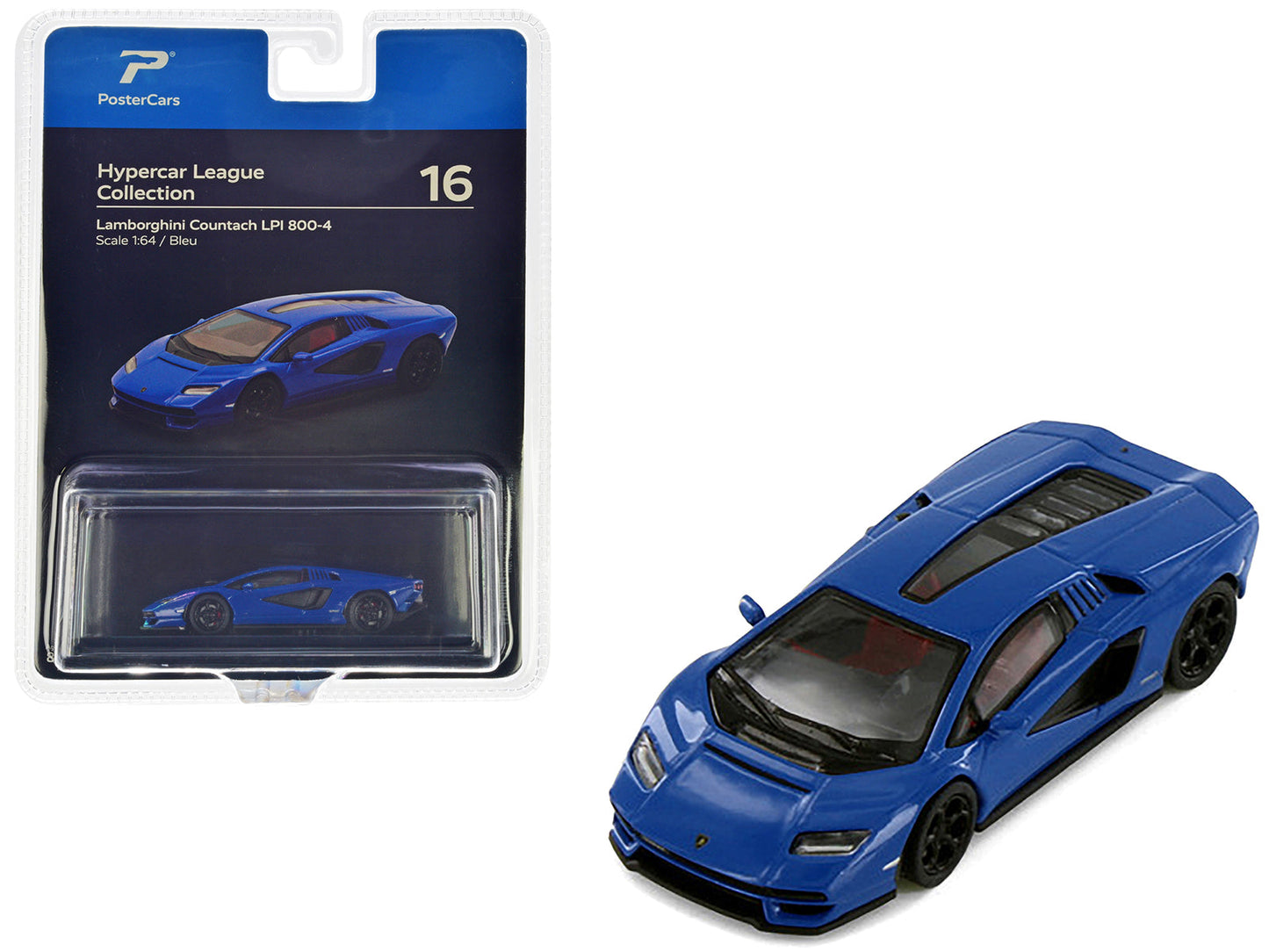 Lamborghini Countach LPI 800-4 Blue "Hypercar League Collection" 1/64 Diecast Model Car