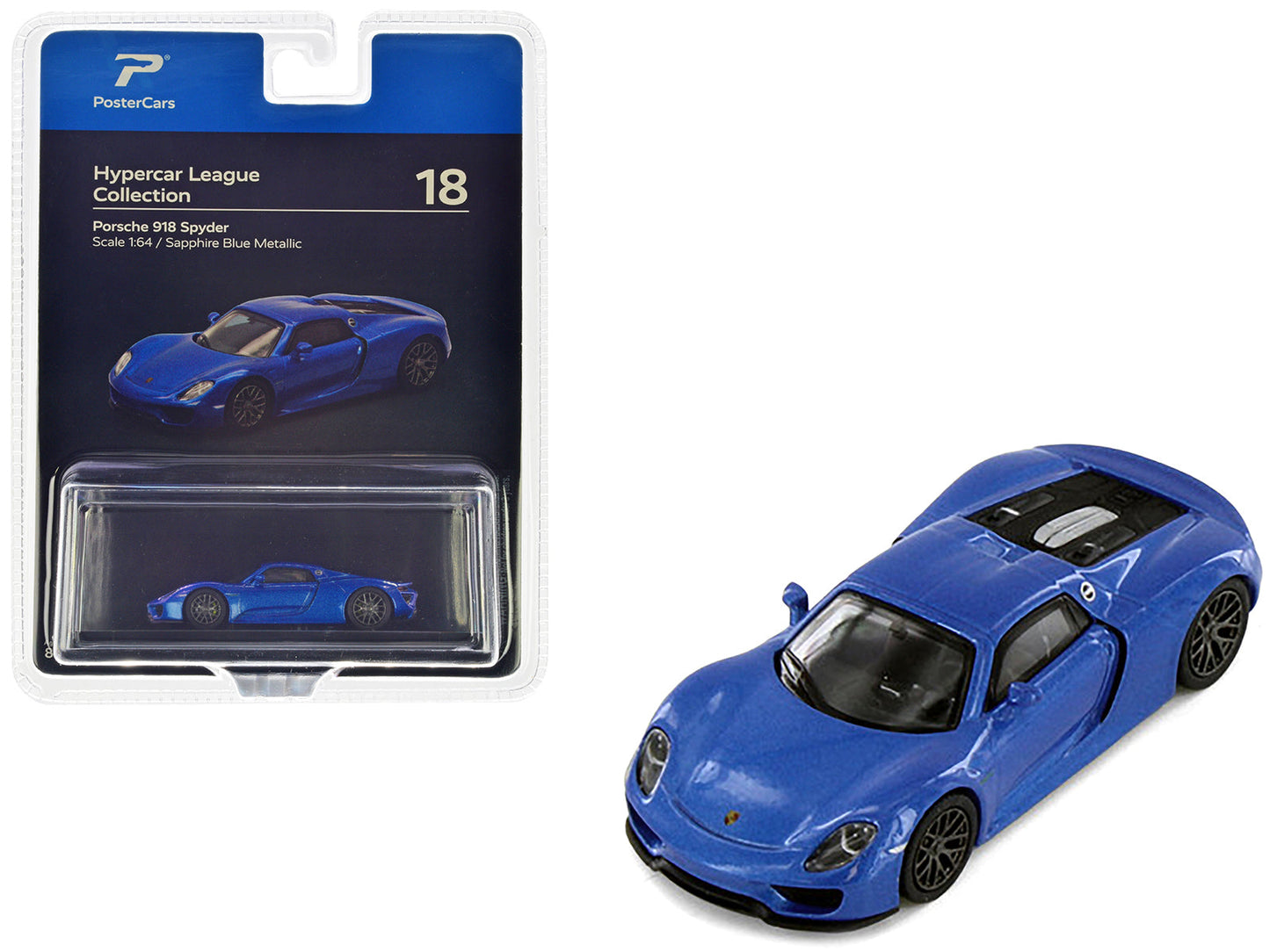Porsche 918 Spyder Sapphire Blue Metallic "Hypercar League Collection" 1/64 Diecast Model Car